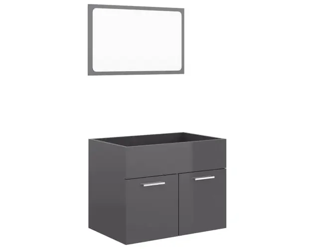 vidaXL set muebles de baño 2 piezas madera contrachapada gris brillo | Brico Depôt Popolare