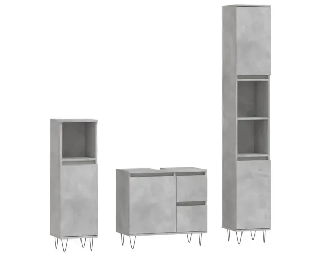 vidaXL set muebles de baño 2 piezas madera contrachapada gris hormigón | Brico Depôt Esclusivo