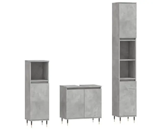 vidaXL set muebles de baño 2 piezas madera contrachapada gris hormigón | Brico Depôt Pagamento Sicuro