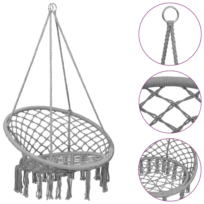 vidaXL Silla colgante hamaca columpio 80 cm gris