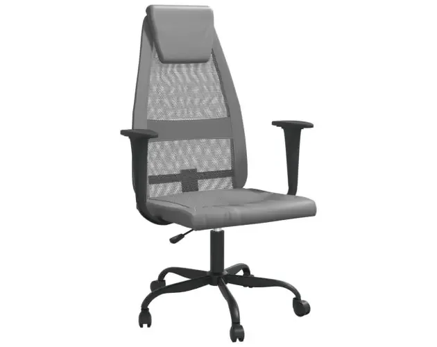 vidaXL silla de oficina altura ajustable tela malla y cuero pe gris | Brico Depôt In Voga