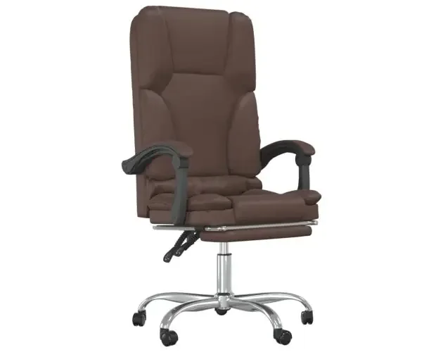 vidaXL silla de oficina reclinable masaje cuero sintético marrón | Brico Depôt Spedizione Mondiale