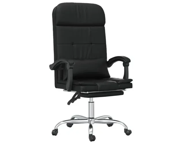 vidaXL silla de oficina reclinable masaje cuero sintético negro | Brico Depôt Offerta Speciale
