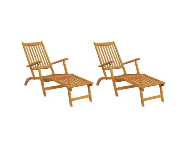 vidaXL sillas de jardín con reposapiés 2 uds madera maciza de acacia | Brico Depôt Offerta Del Giorno