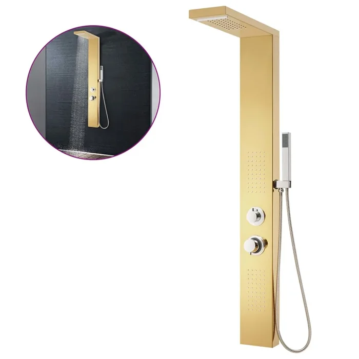 vidaXL Sistema de panel de ducha acero inoxidable 201 dorado