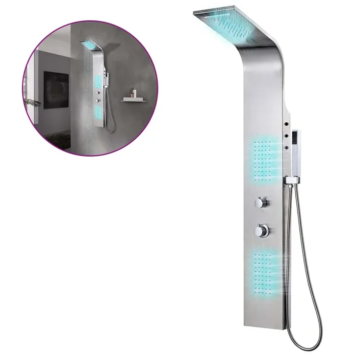 vidaXL Sistema de panel de ducha acero inoxidable curvo
