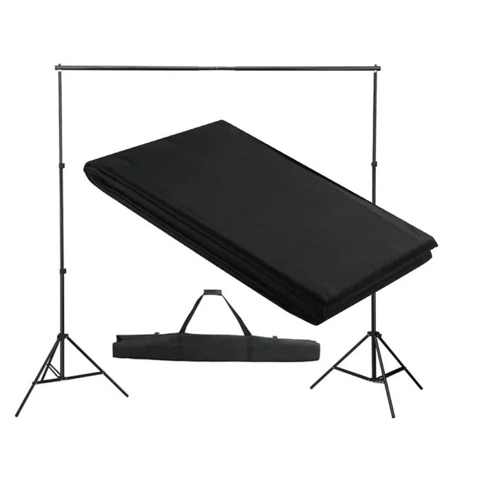 vidaXL Sistema de soporte de telón fondo 300×300 cm negro