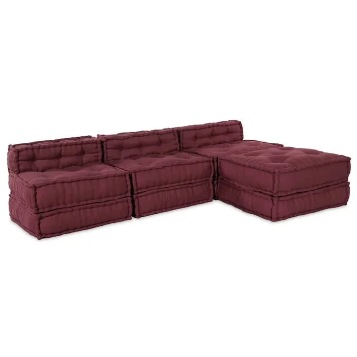vidaXL Sofá modular Manual 4 pcs Castaño 70 x 70 x 56 cm tela