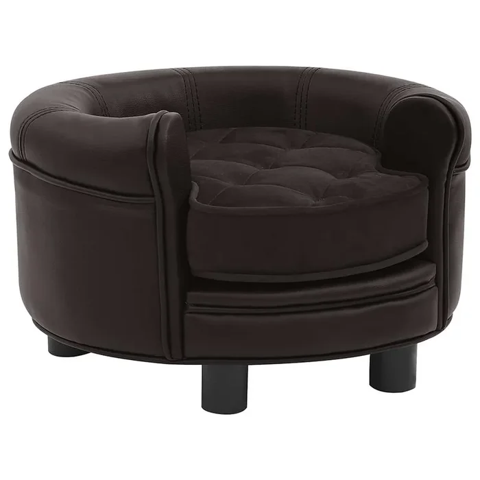 vidaXL Sofá para perros felpa y cuero sintético marrón 48x48x32 cm
