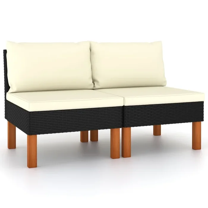 vidaXL Sofás centrales 2 uds ratán sintético y madera de eucalipto (2)