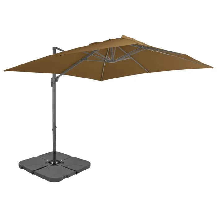 vidaXL Sombrilla de jardín con base portátil gris taupe (4)