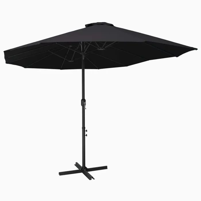 vidaXL Sombrilla de jardín con palo de aluminio negro 460×270 cm