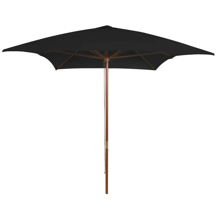 vidaXL Sombrilla de jardín con palo de madera negro 200×300 cm
