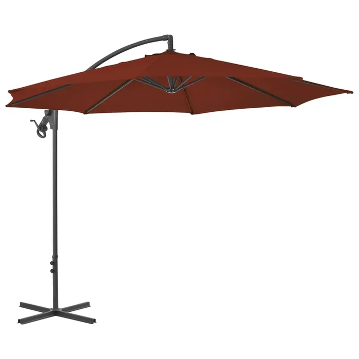 vidaXL Sombrilla de jardín voladiza con palo de acero terracota 300 cm (2)