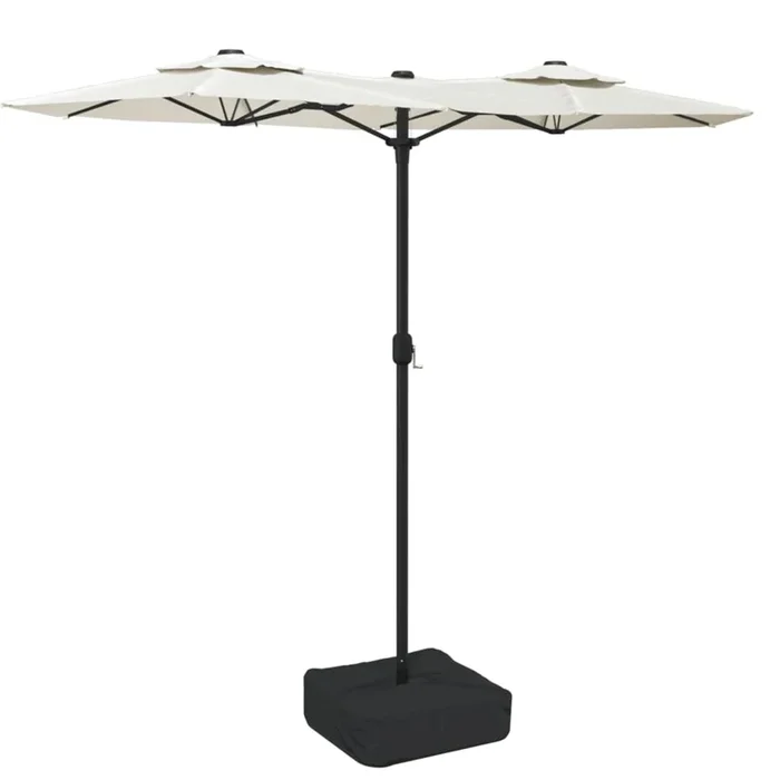 vidaXL Sombrilla doble de jardín blanco arena 316×145 cm