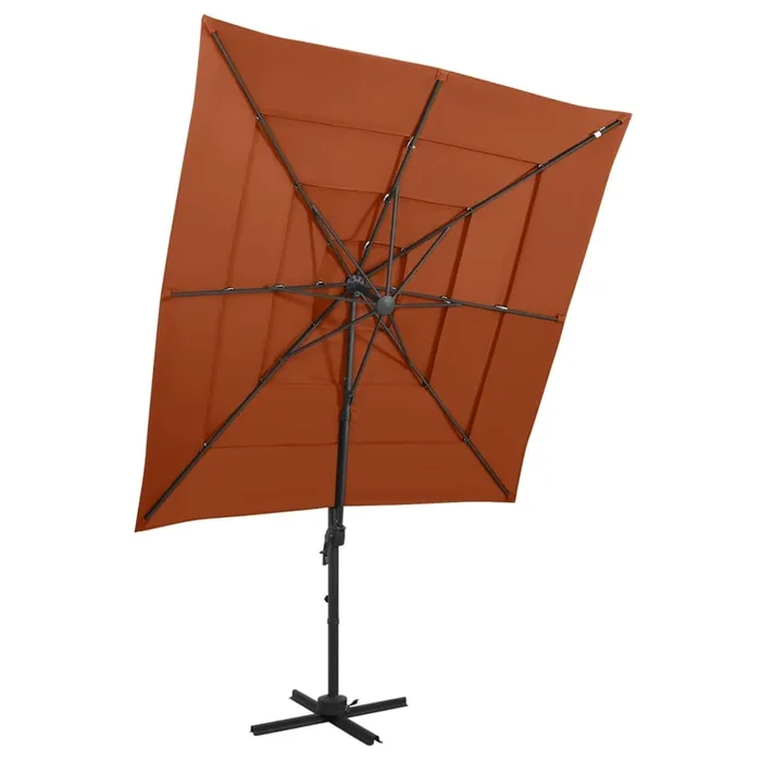 vidaXL Sombrilla jardín 4 niveles palo aluminio terracota 250×250 cm