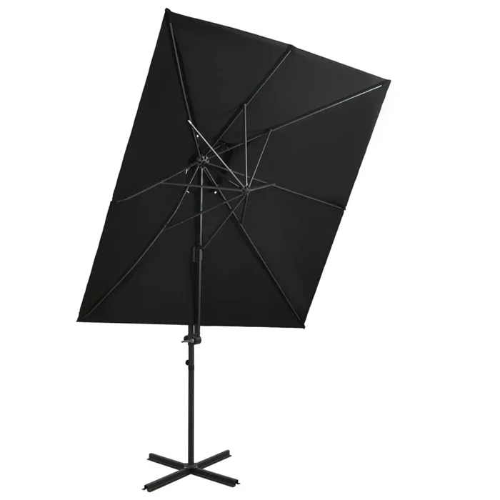 vidaXL Sombrilla jardín voladiza con cubierta doble negro 250×250 cm