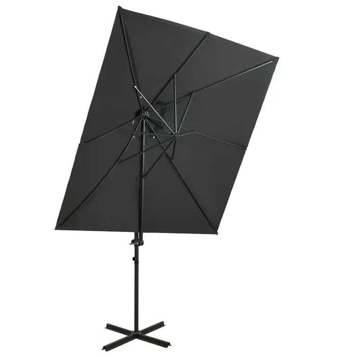 vidaXL Sombrilla jardín voladiza cubierta doble antracita 250×250 cm
