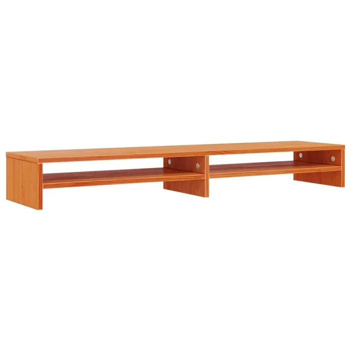 vidaXL Soporte de monitor madera maciza pino marrón cera 100x24x13 cm