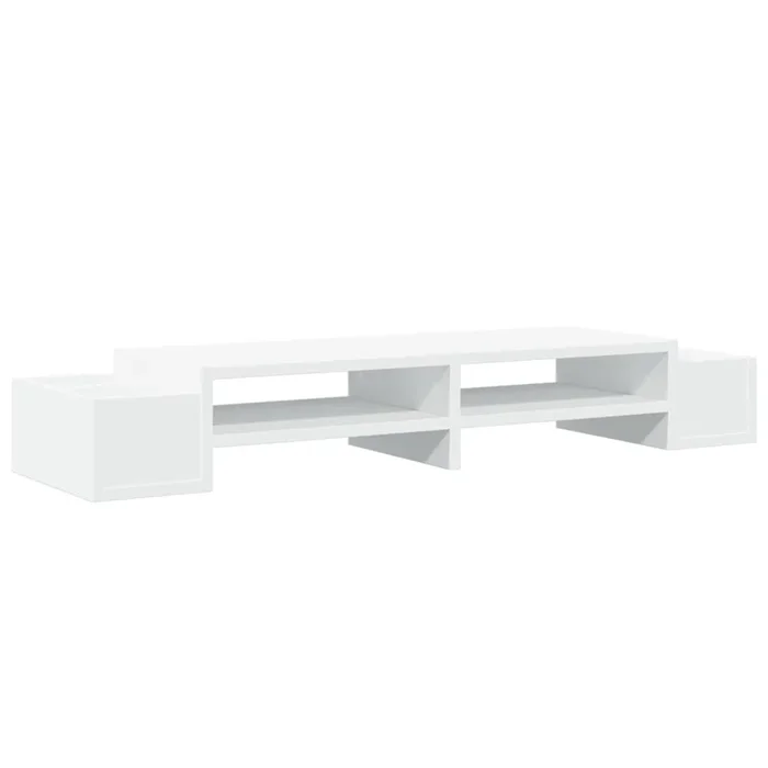 vidaXL Soporte de pantalla con almacenaje madera blanco 100x27x15cm