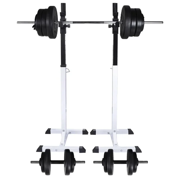 vidaXL Soporte de pesas con pesas y mancuernas 60,5 kg