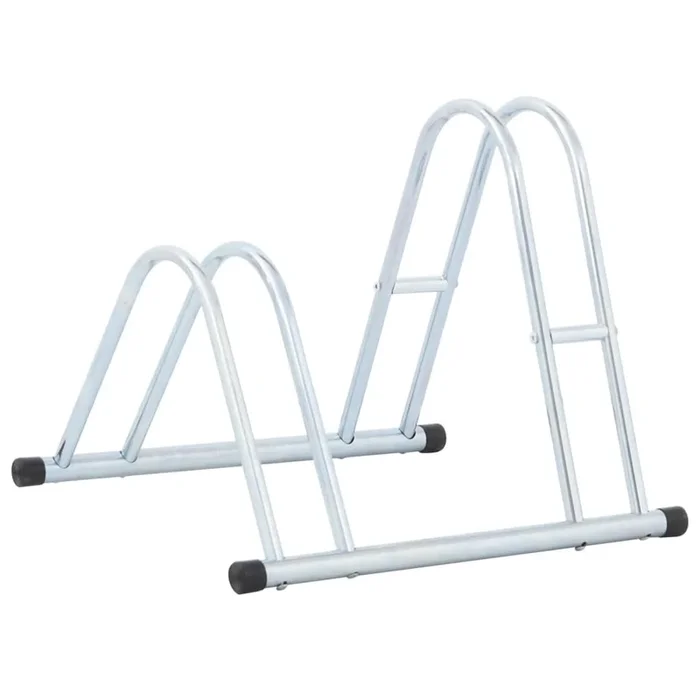 vidaXL Soporte para 2 bicicletas suelo independiente acero galvanizado (2)
