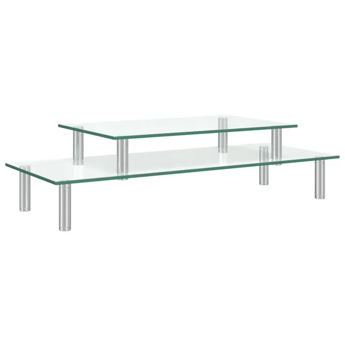 vidaXL Soporte para monitor de 2 niveles vidrio transparente