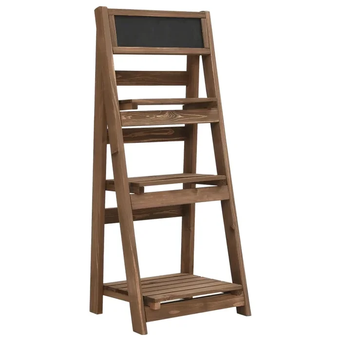 vidaXL Soporte para plantas de 3 niveles y pizarra madera maciza abeto