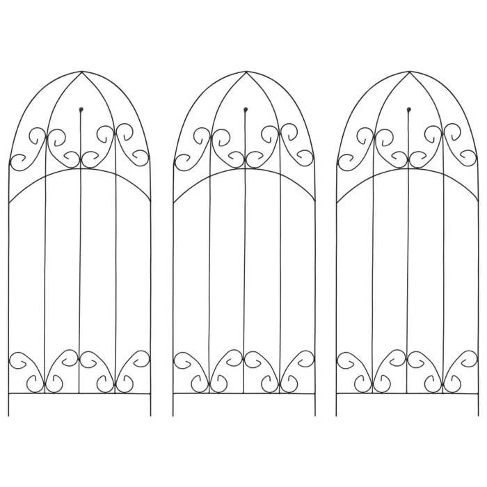 vidaXL Soporte para plantas trepadoras 3 uds hierro negro 40×100 cm (2)