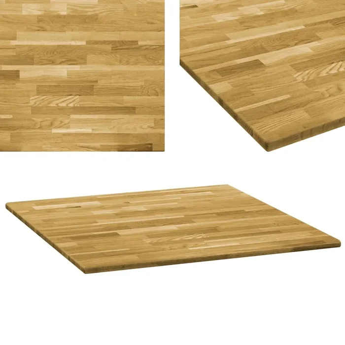 vidaXL Tablero de mesa cuadrado madera maciza de roble 23 mm 80×80 cm