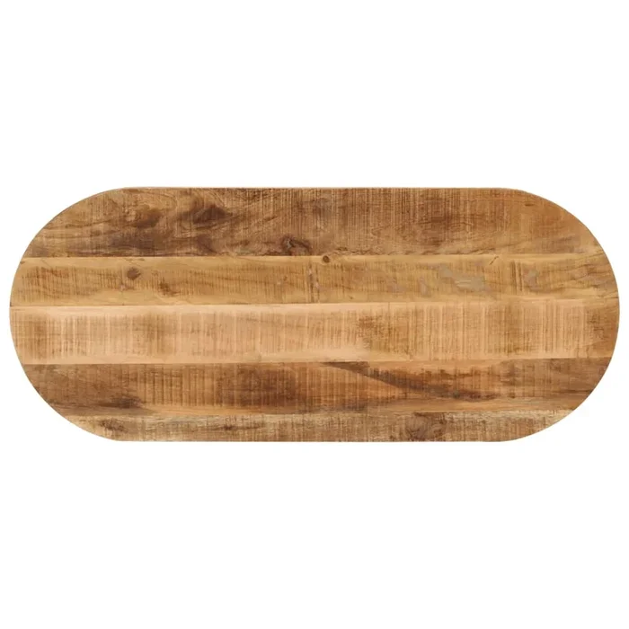 vidaXL Tablero de mesa ovalado madera maciza mango rugosa 120x50x3,8cm