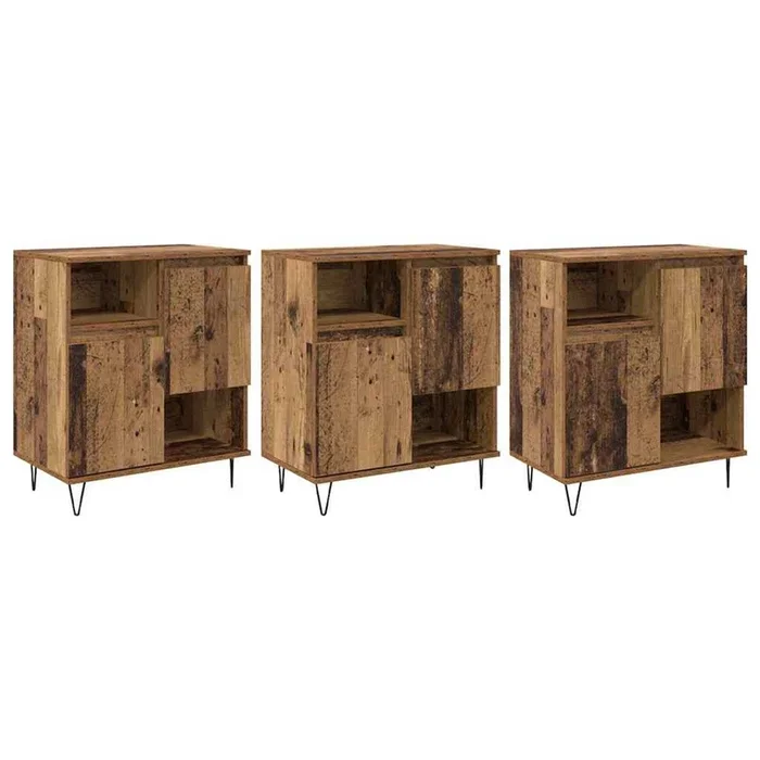 vidaXL Tableros Lateral 3 pcs Madera vieja 180 x 35 x 70 cm