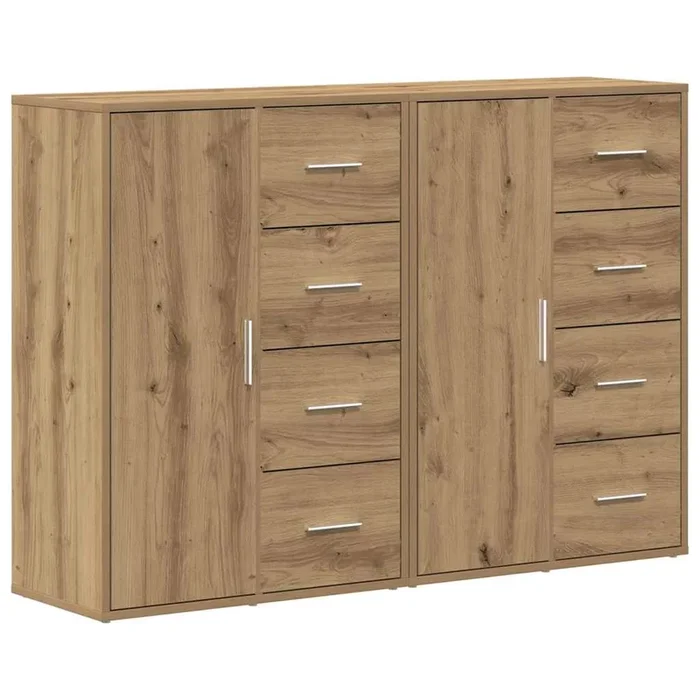 vidaXL Tableros Lateral con cajón 2 pcs Roble artisan 60 x 31 x 84 cm