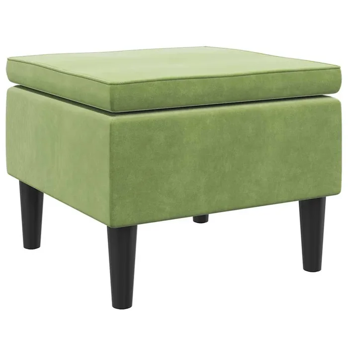vidaXL Taburete con patas de madera terciopelo verde claro