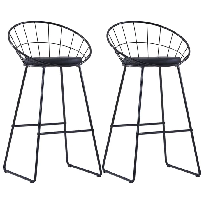 vidaXL Taburete de barra de cocina 2 unidades cuero sintético negro