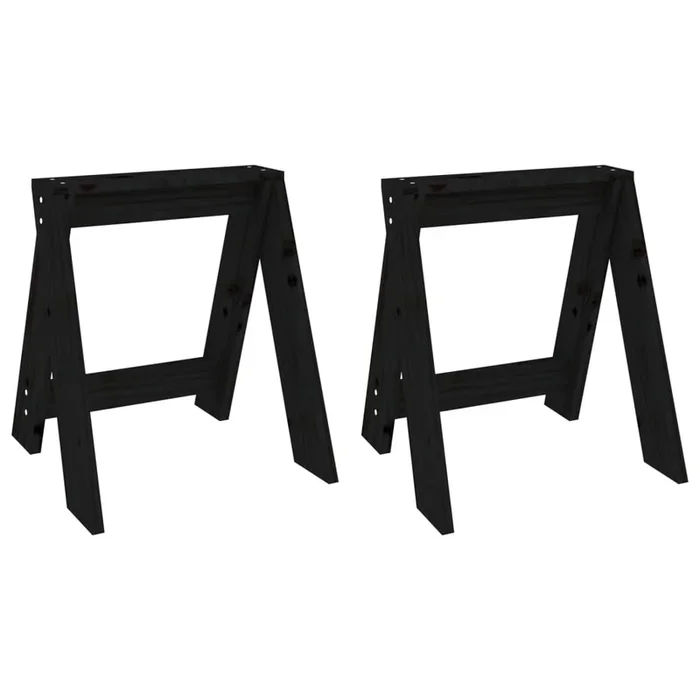 vidaXL Taburetes 2 unidades madera maciza de pino negro 40x40x45 cm