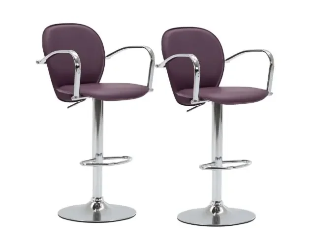 vidaXL taburetes cocina con reposabrazos 2 uds cuero sintético morado | Brico Depôt Professionale