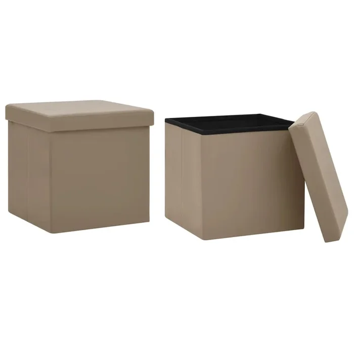 vidaXL Taburetes de almacenaje plegables 2 uds capuchino PVC