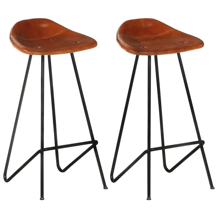 vidaXL Taburetes de barra de cocina 2 uds cuero auténtico marrón (2)