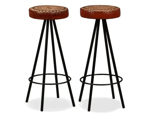vidaXL taburetes de barra de cocina 2 unidades cuero auténtico | Brico Depôt Lusso