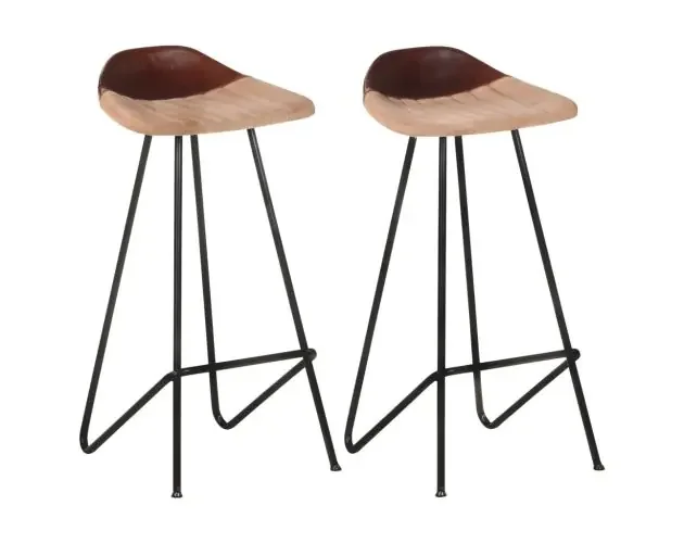 vidaXL taburetes de cocina 2 unidades cuero auténtico marrón | Brico Depôt Esclusivo