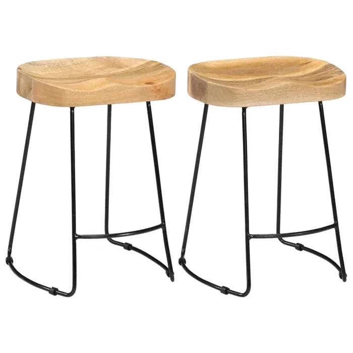 vidaXL Taburetes de cocina gavin 2 unidades madera maciza de mango (5)