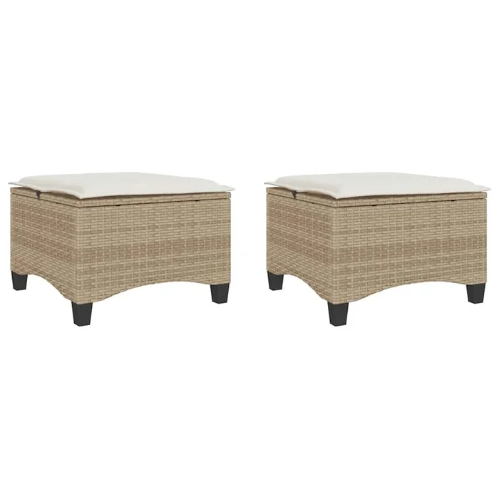 vidaXL Taburetes de jardín con cojines 2 uds beige 55x55x36 cm