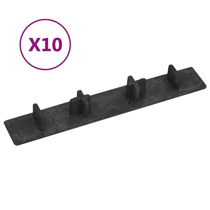 vidaXL Tapas de extremo de plataforma 10 unidades plástico negro