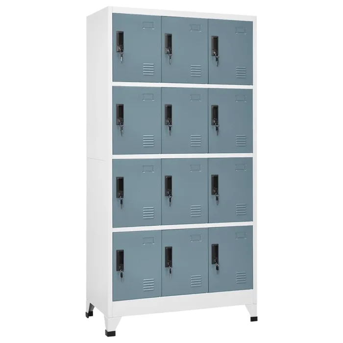 vidaXL Taquilla de acero gris claro y gris oscuro 90x45x180 cm (2)