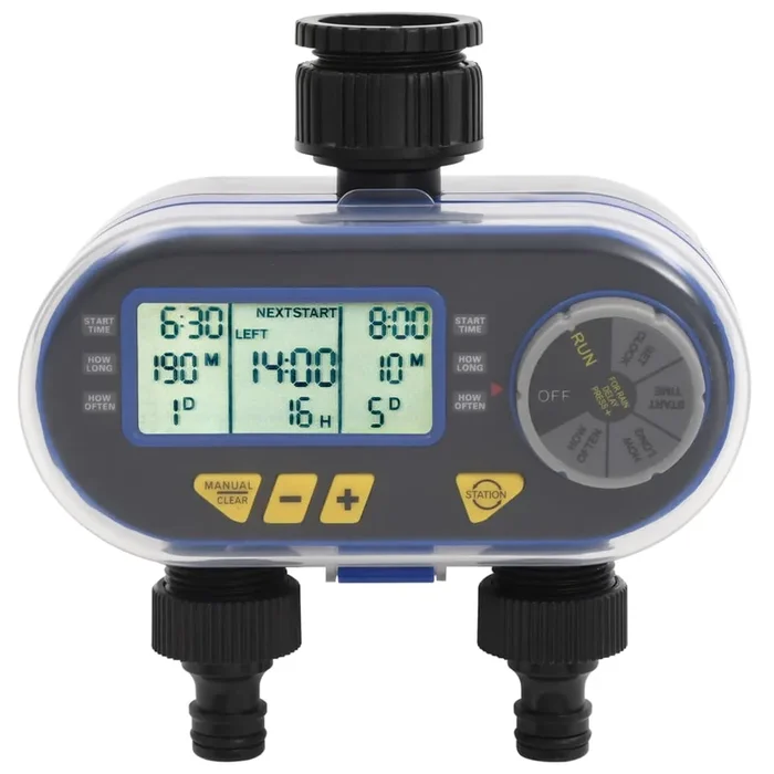 vidaXL Temporizador digital de riego automático con salida doble