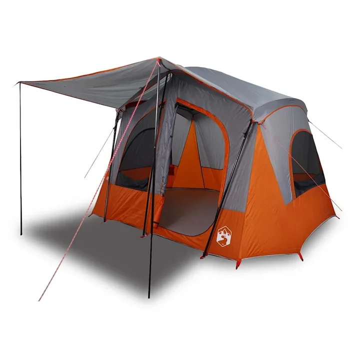 vidaXL Tienda de campaña para 5 personas impermeable gris y naranja (2)