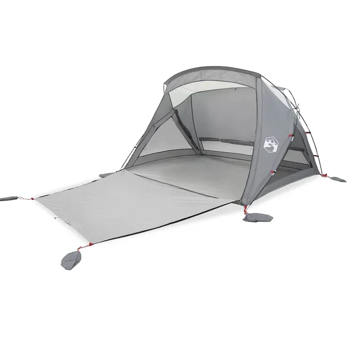 vidaXL Tienda de playa para 2 personas impermeable gris