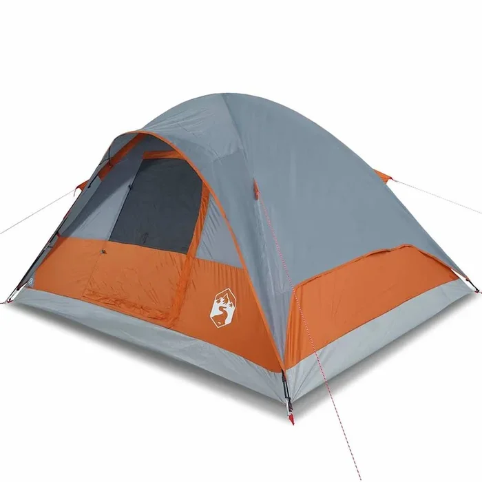 vidaXL Tienda familiar con cúpula para 6 personas impermeable naranja (2)