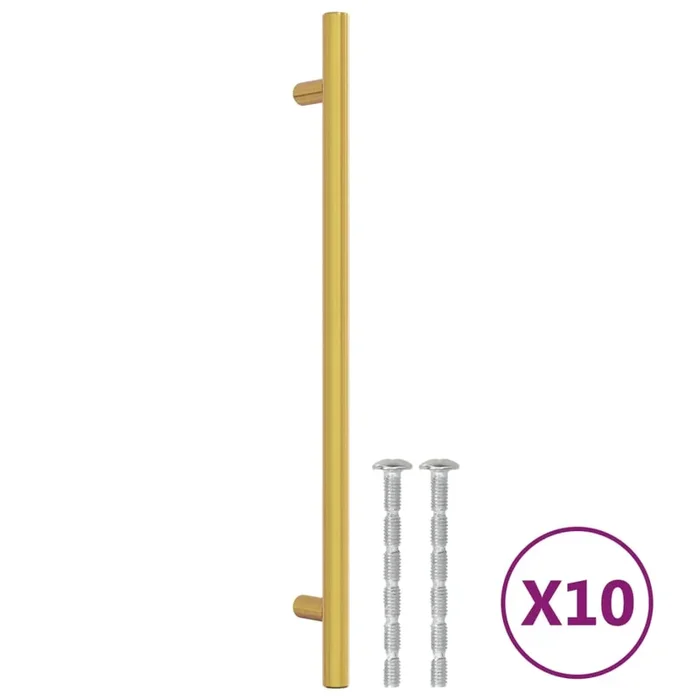 vidaXL Tiradores para armarios 10 uds acero inoxidable dorado 224 mm